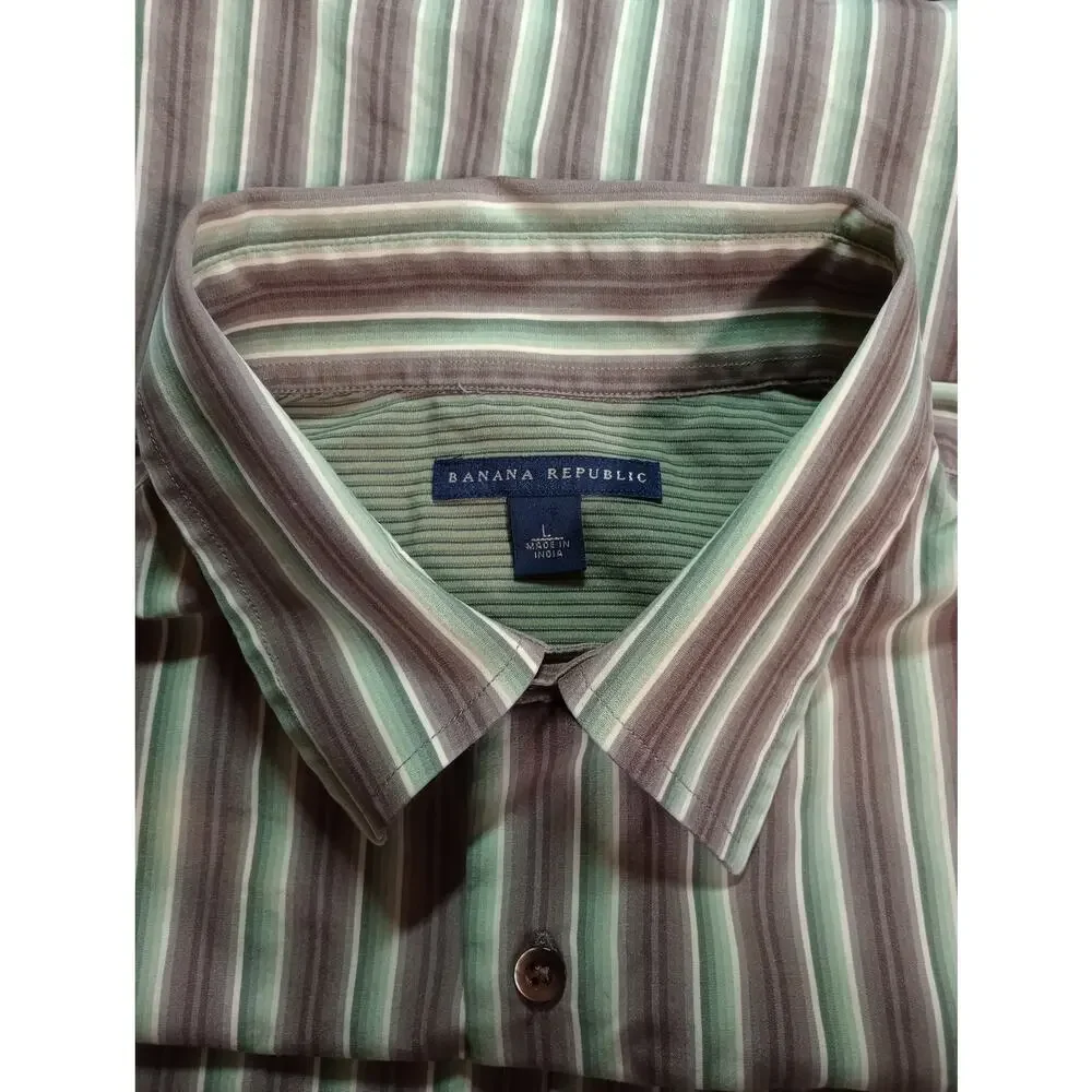 Banana Republic Shirt Mens Large‎ Striped Button Up Long Sleeve Casual Workwear